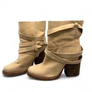 Free People Royal Rush Ankle Boots Size 39 9 US Tan Boho Fesitval Soft Leather